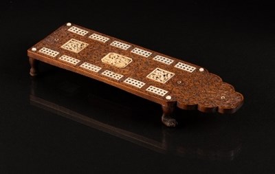 Lot 82 - A Chinese carved boxwood and ivory cribbage...