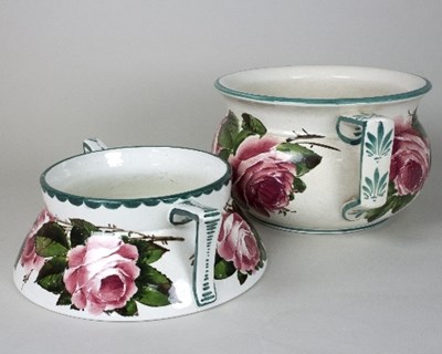 Lot 116 - A Wemyss chamber pot, decorated roses,...