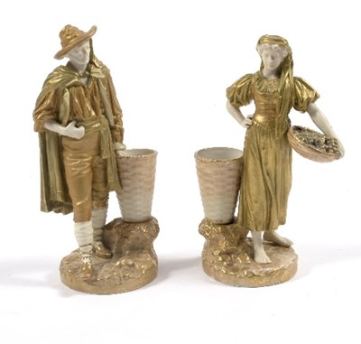 Lot 119 - A pair of Royal Worcester porcelain figures of...