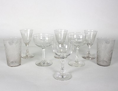 Lot 146 - A group of mostly etched glassware comprising...