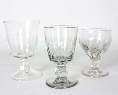 Lot 147 - Three Victorian glass goblets, various,...