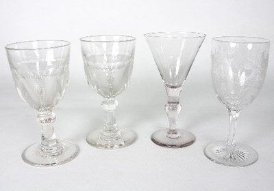 Lot 149 - A pair of cut, moulded and frosted goblets, 17....