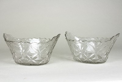 Lot 161 - A pair Irish glass of boat-shaped bowls, flat...