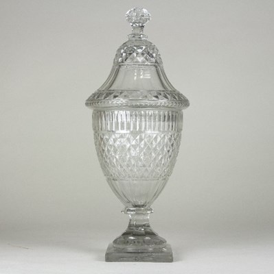 Lot 162 - An Irish glass single lidded jar, 32.5cm high,...