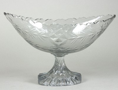 Lot 170 - An Irish glass pedestal bowl, navette shaped...