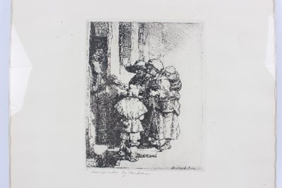 Lot 229 - After Rembrandt/Beggars at the Door/inscribed...