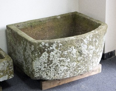 Lot 296 - A large 'D' end stone trough, 91cm x 65.5cm