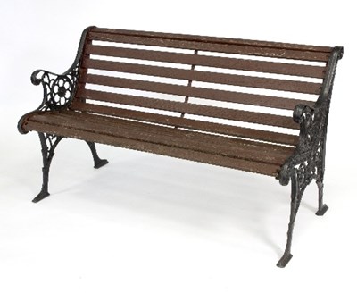 Lot 298 - A garden bench with cast iron ends, with...