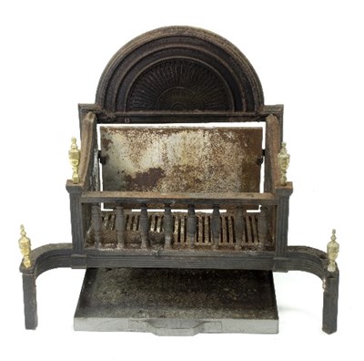 Lot 340 - A cast iron fire grate with galleried front,...