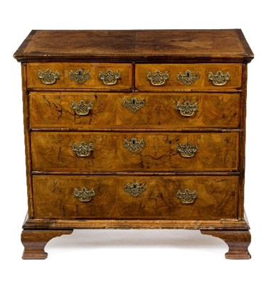 Lot 353 - A William and Mary walnut chest of three long...