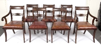 Lot 354 - A set of Regency mahogany dining chairs with...