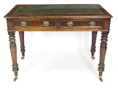 Lot 377 - A Victorian mahogany writing table, the top...