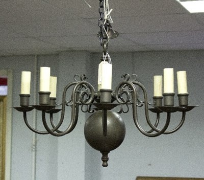 Lot 381 - A Dutch style eight-branch chandelier, fitted...