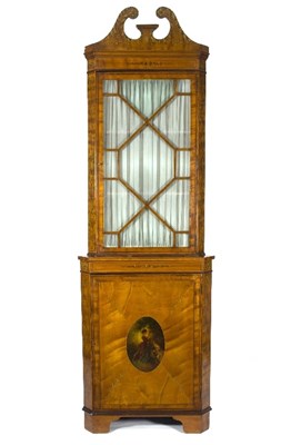 Lot 388 - A Sheraton revival floor standing satinwood...