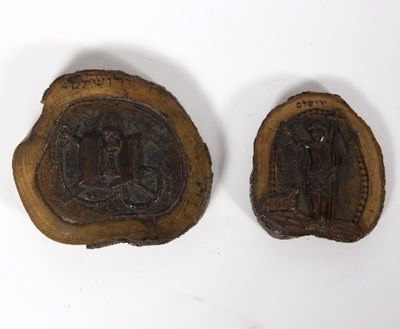 Lot 432 - Two 19th Century Jerusalem treen carved olive...