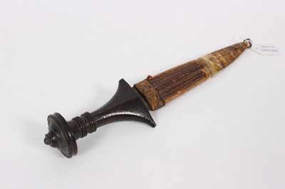 Lot 435 - A Sudanese arm dagger with engraved blade,...