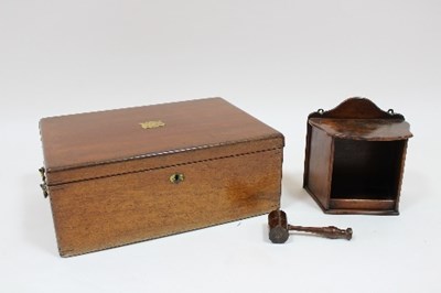 Lot 456 - A canteen box, a gavel and a candle box