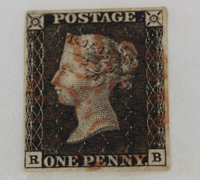 Lot 549 - 1840 1d RB stamp with three good margins and...