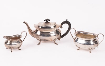 Lot 35 - A three piece silver tea set