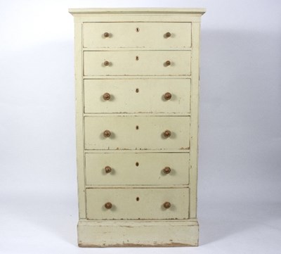 Lot 19 - A painted chest of six long drawers, painted...