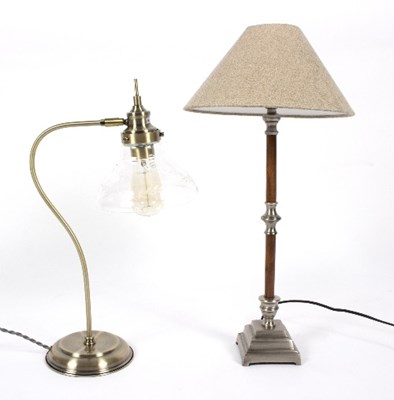 Lot 20 - Two modern lamps, one with etched glass shade,...
