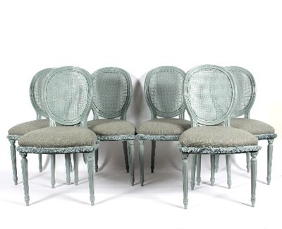 Lot 96 - A set of six painted French style chairs, in...
