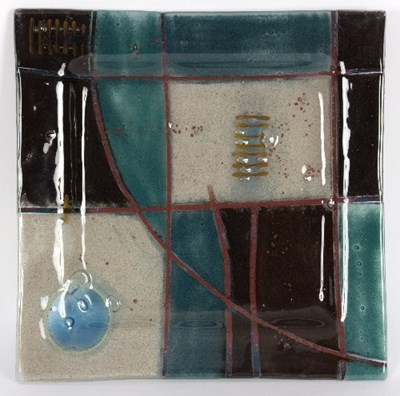 Lot 201 - S J Bowen (British 20th Century)Square glass...