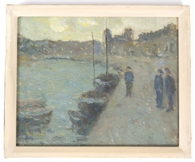 Lot 371 - Attributed to C. Chapman/Figures and Boats at...