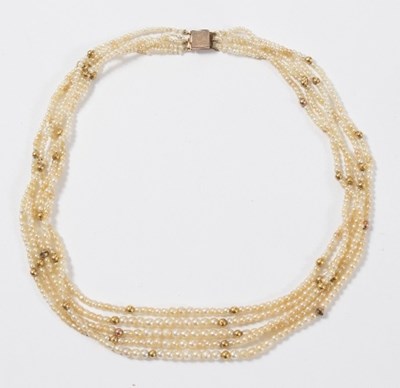 Lot 621 - A multi-strand seed pearl necklace with...