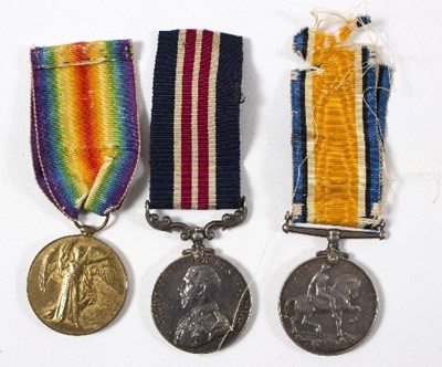 Lot 639 - A trio of WWI medals for J W Mack 021178, to...