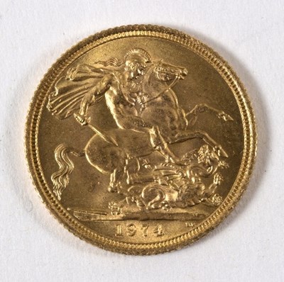 Lot 645 - A Queen Elizabeth II gold sovereign dated 1974