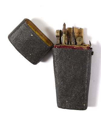 Lot 649 - A Georgian draughtsman's shagreen covered etui...