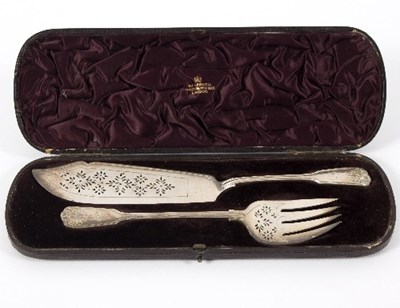 Lot 663 - A pair of Victorian silver fish servers,...