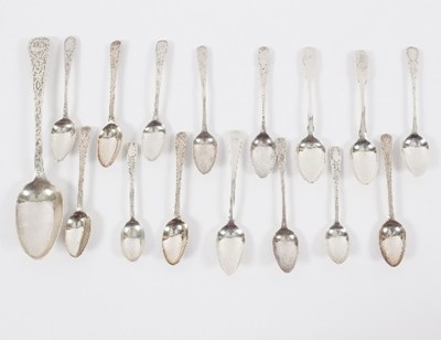 Lot 665 - A quantity of silver teaspoons, Georgian and...