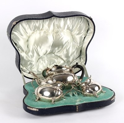 Lot 721 - A three-piece silver tea set, Williams...