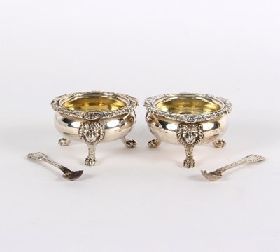 Lot 724 - A pair of large George IV circular silver...