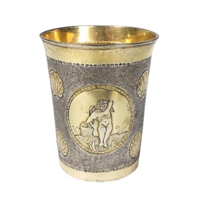 Lot 760 - A Russian silver gilt beaker, Moscow 1738, of...