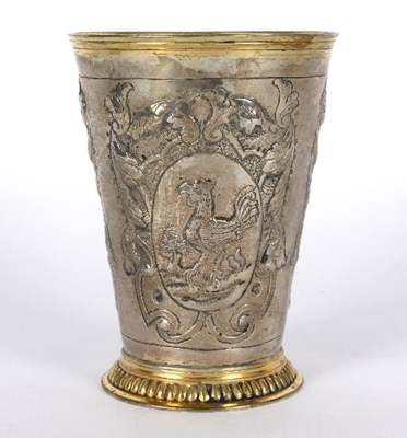 Lot 761 - A Continental silver and silver gilt beaker,...