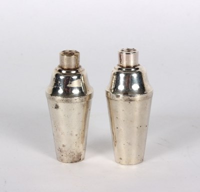 Lot 764 - A pair of Chinese export novelty silver pepper...