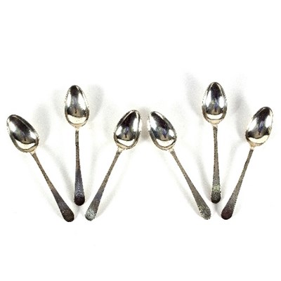 Lot 766 - A set of six American silver tablespoons, John...