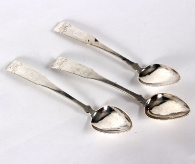 Lot 771 - Three American coin silver table spoons, John...