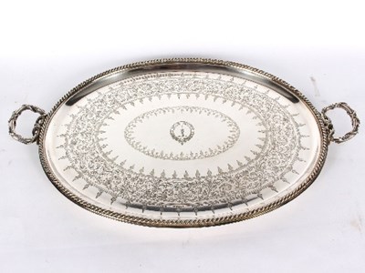 Lot 788 - A large silver plated tray, Martin Hall & Co.,...