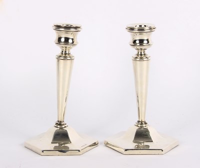 Lot 14 - A pair of silver candlesticks, T & S,...