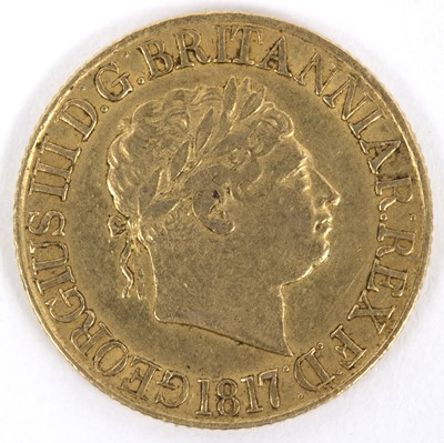Lot 63 - A George III gold sovereign, 1817, laurel head...
