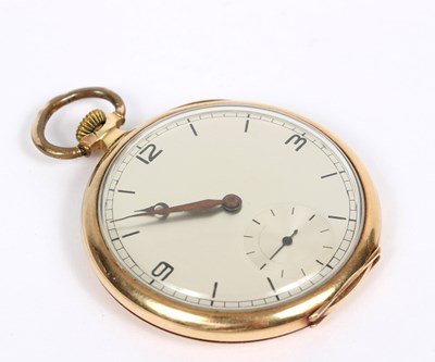 Lot 139 - A 14k gold cased open faced pocket watch, the...