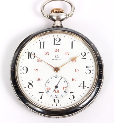 Lot 141 - An Omega silver cased pocket watch, with...