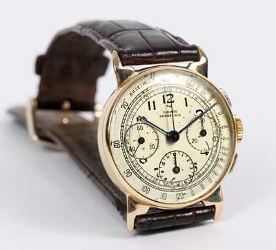 Lot 143 - A Girard Perregaux gold cased chronograph...