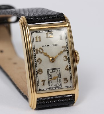 Lot 145 - A Hamilton gold cased wristwatch, circa 1936,...