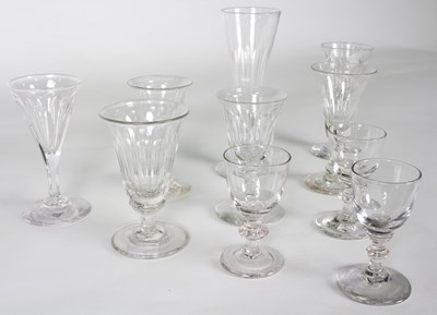 Lot 160 - Seven Georgian drinking glasses with faceted...