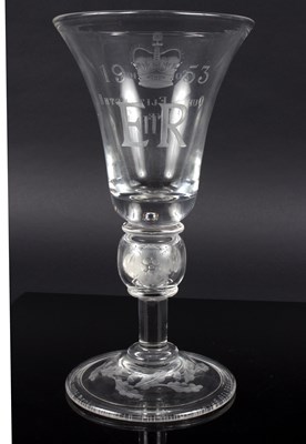 Lot 169 - An Elizabeth II commemorative glass goblet, by...